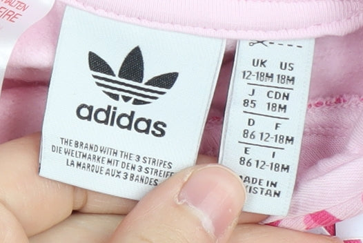 Adidas Girls Pink Animal Print Hoodie - 12-18 Months