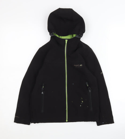 Regatta Boys Black Softshell Jacket, 7-8 Years, Hooded, Casual
