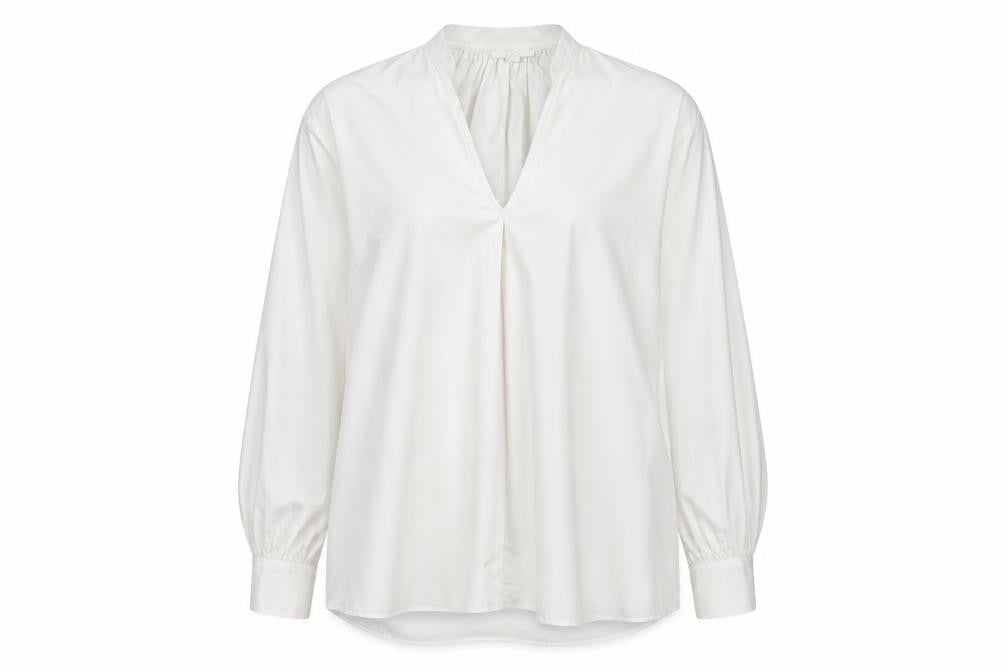 Front view of COS Women's White Blouse, size 12, Long Sleeve