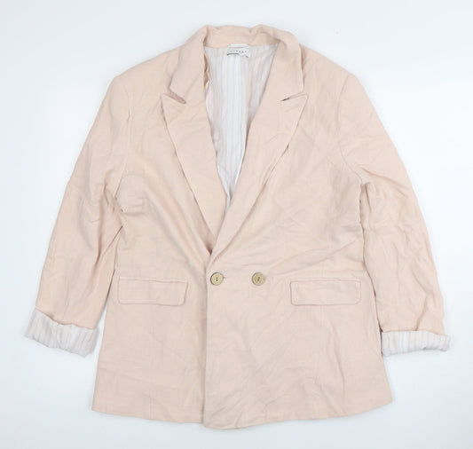 Topshop Women's Beige Double-Breasted Blazer Size 12