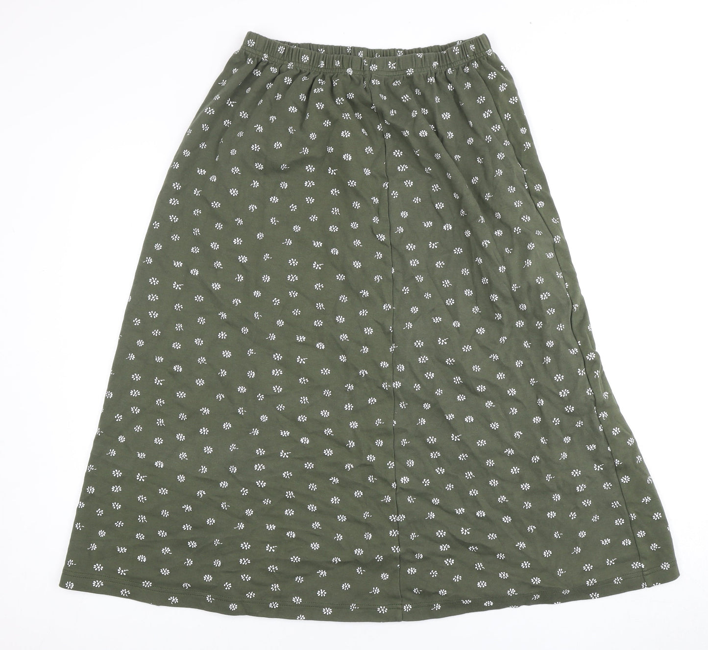 Damart Women's Green Floral Long A-Line Skirt Size 16