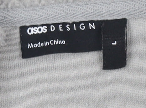 ASOS DESIGN Grey Fleece Logo Sweatshirt - L