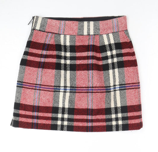 TOPSHOP Women's Red Plaid Pencil Skirt, Size 10