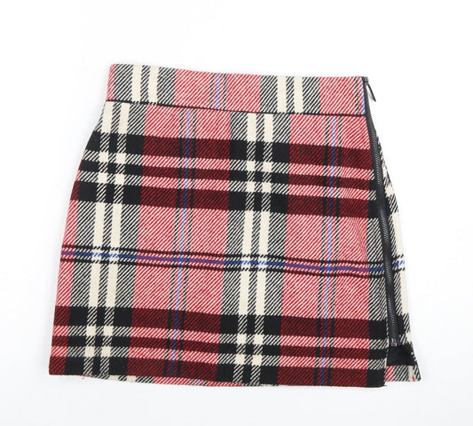 TOPSHOP Women's Red Plaid Pencil Skirt, Size 10
