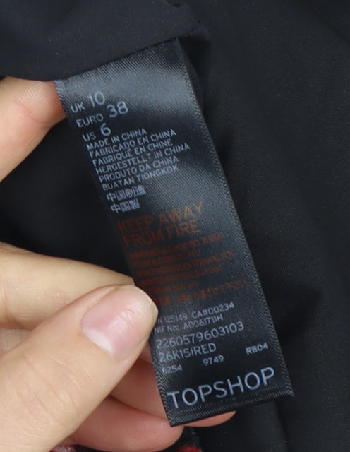 TOPSHOP Women's Red Plaid Pencil Skirt, Size 10