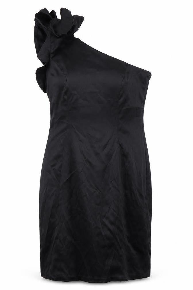 Front view of Red Herring Women's Black Asymmetrical Dress, size 12