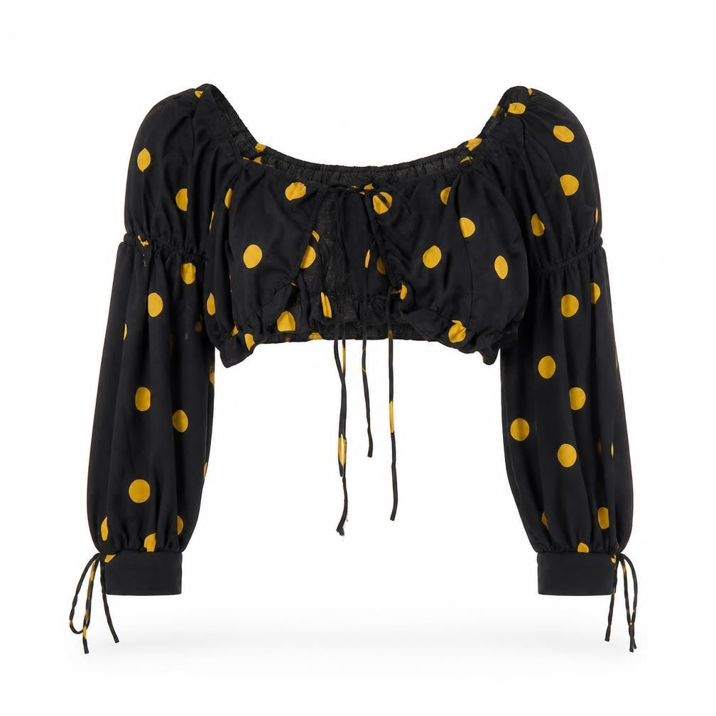 Topshop Women's Black Polka Dot Cropped Top Size 12