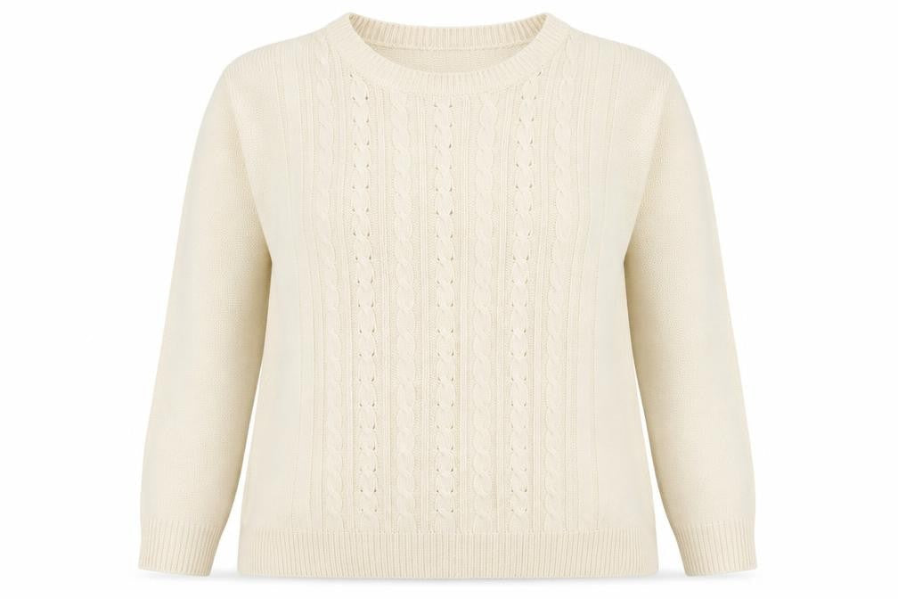Berkertex Women's Beige Cable-Knit Pullover Jumper