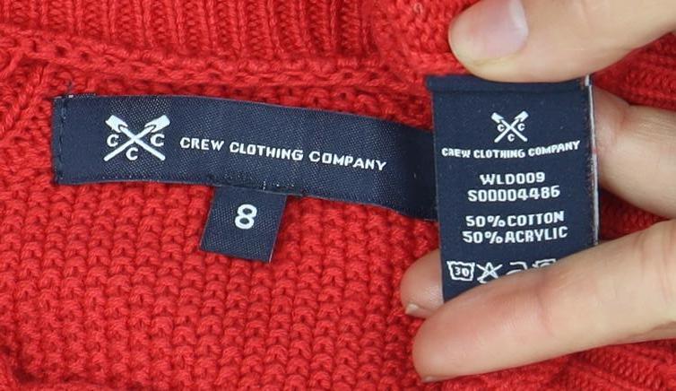 Crew Clothing Company Women's Red Jumper, Size 8, Mock Neck