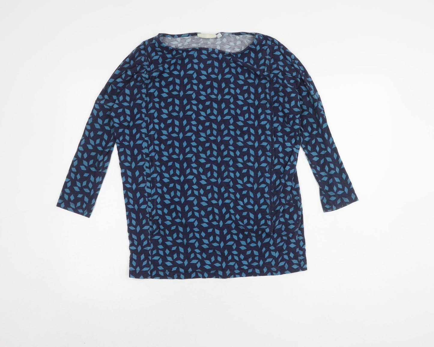JoJo Maman Bébé Blue Geometric Women's Top, 3/4 Sleeve