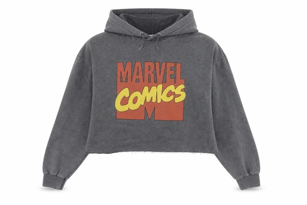 Marvel Womens Grey Pullover Hoodie, Cotton Blend Size M,