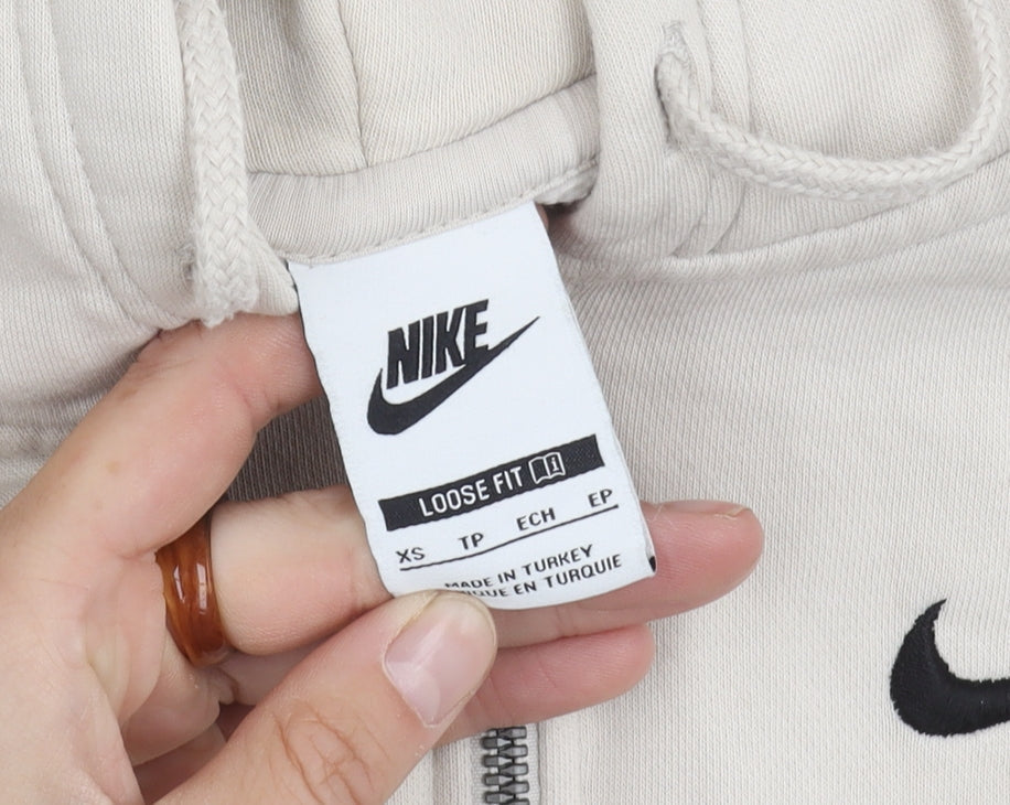 Nike Women's Beige XS Full Zip Hoodie with Logo