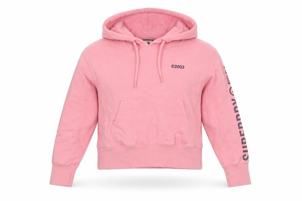 Womens UK 10 Regular Superdry Pink Pullover Hoodie