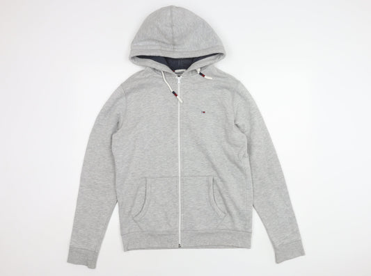 Tommy Hilfiger Men's Grey Mid-Length Hooded Jacket