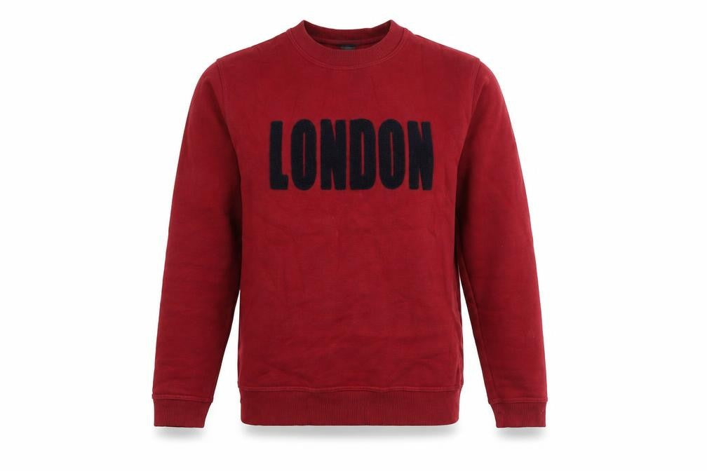 UK Mens Red London Graphic Pullover Jumper, Size S