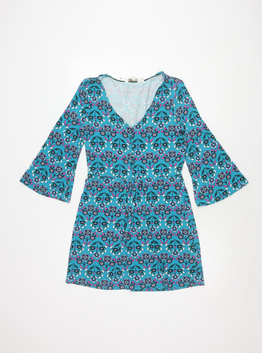 Boden Women's Blue Floral Bell Sleeve Dress, Size 6