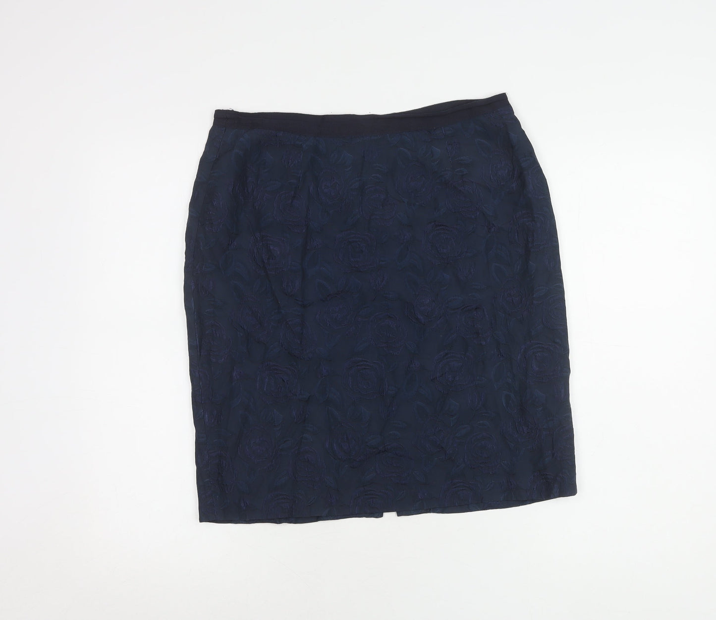 Jigsaw Women's Blue Silk Blend Floral Pencil Skirt