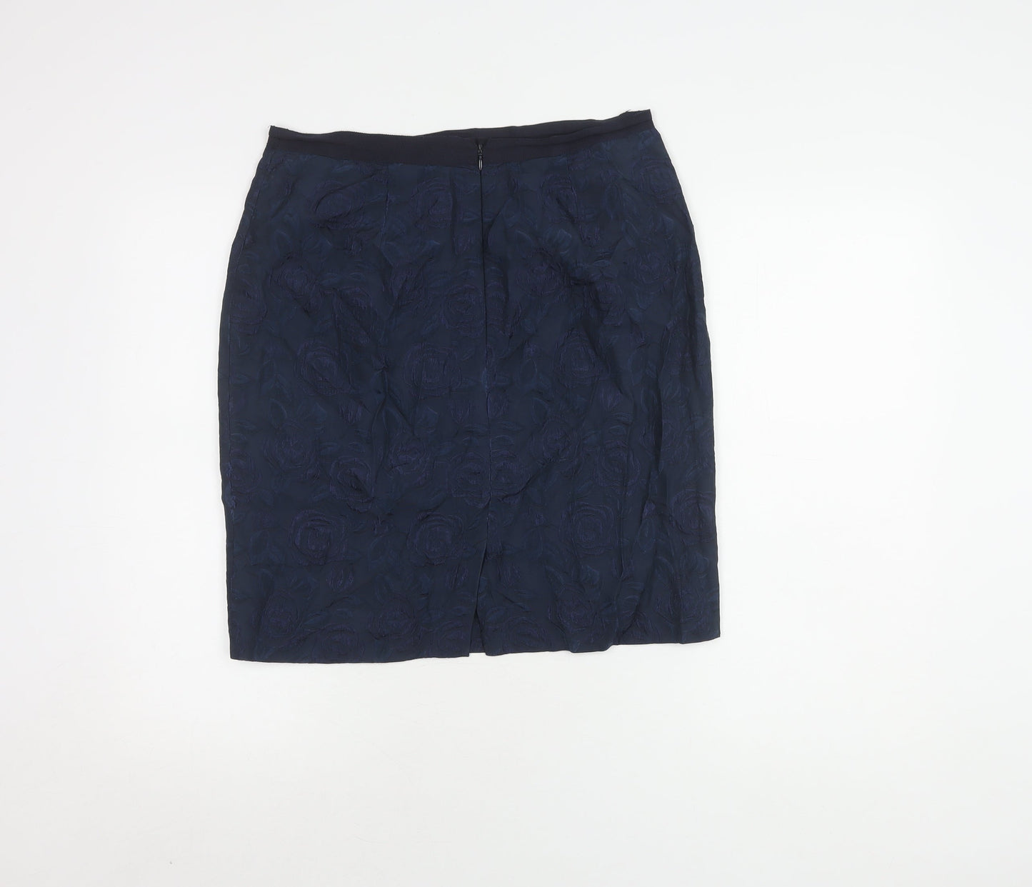 Jigsaw Women's Blue Silk Blend Floral Pencil Skirt