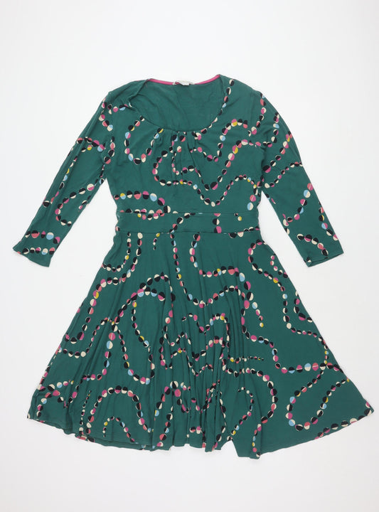 Boden Women's Green Polka Dot Fit & Flare Dress Size 14