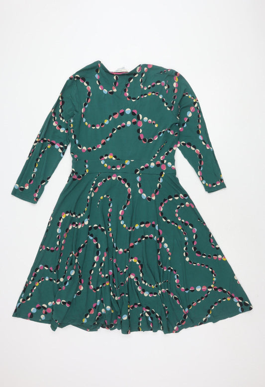 Boden Women's Green Polka Dot Fit & Flare Dress Size 14