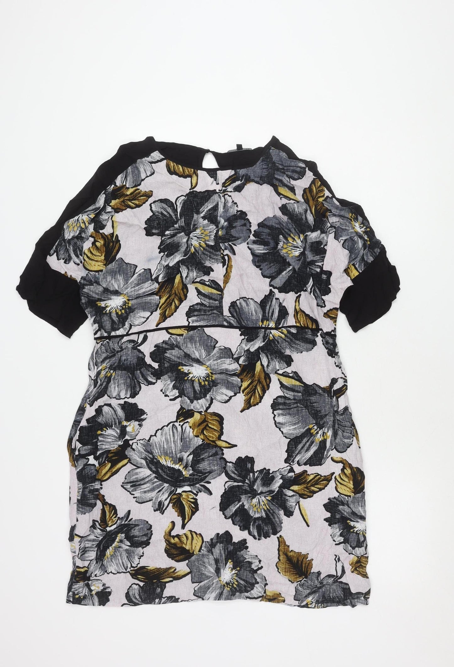 Warehouse Women’s Floral Print Dress, Size 14, Black/Multicoloured