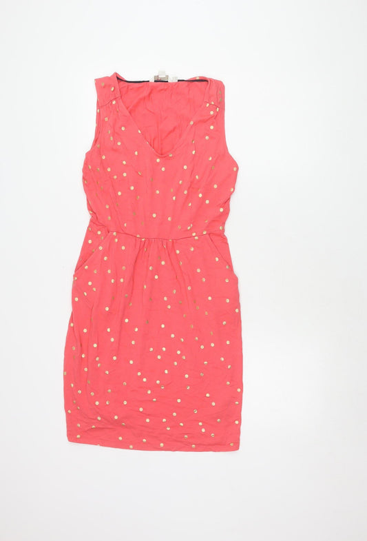 Boden Pink Polka Dot Sleeveless Knee-Length Dress
