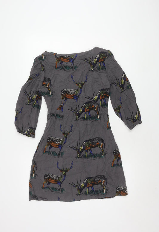 Boden Women's Grey Animal Print Dress, Size 12