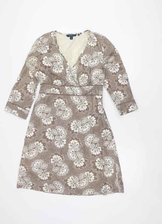 Boden Women's Brown Floral Long Sleeve Dress