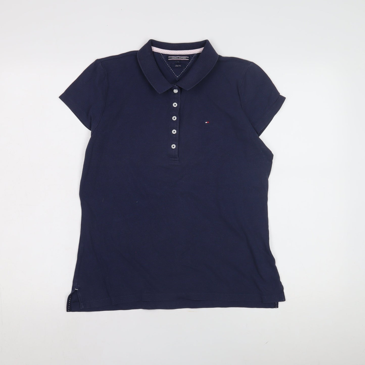 Tommy Hilfiger Women's Blue Polo Short Sleeve L