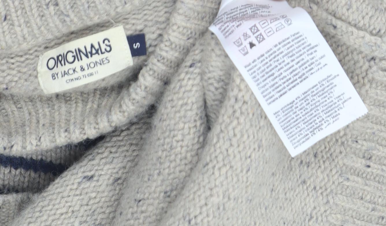 Jack & Jones Men's Beige Striped Pullover Jumper S