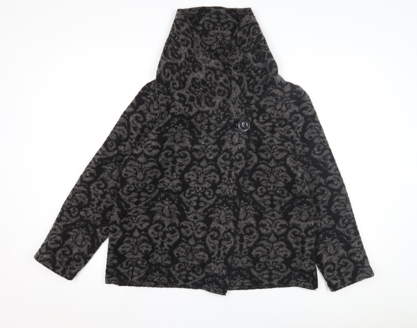 Tahari Women's Black Geometric Hooded Jacket L