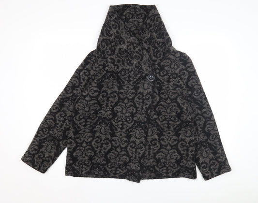 Tahari Women's Black Geometric Hooded Jacket L