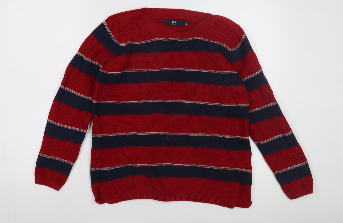 ISLE Women's Red Striped Pullover Jumper Size L