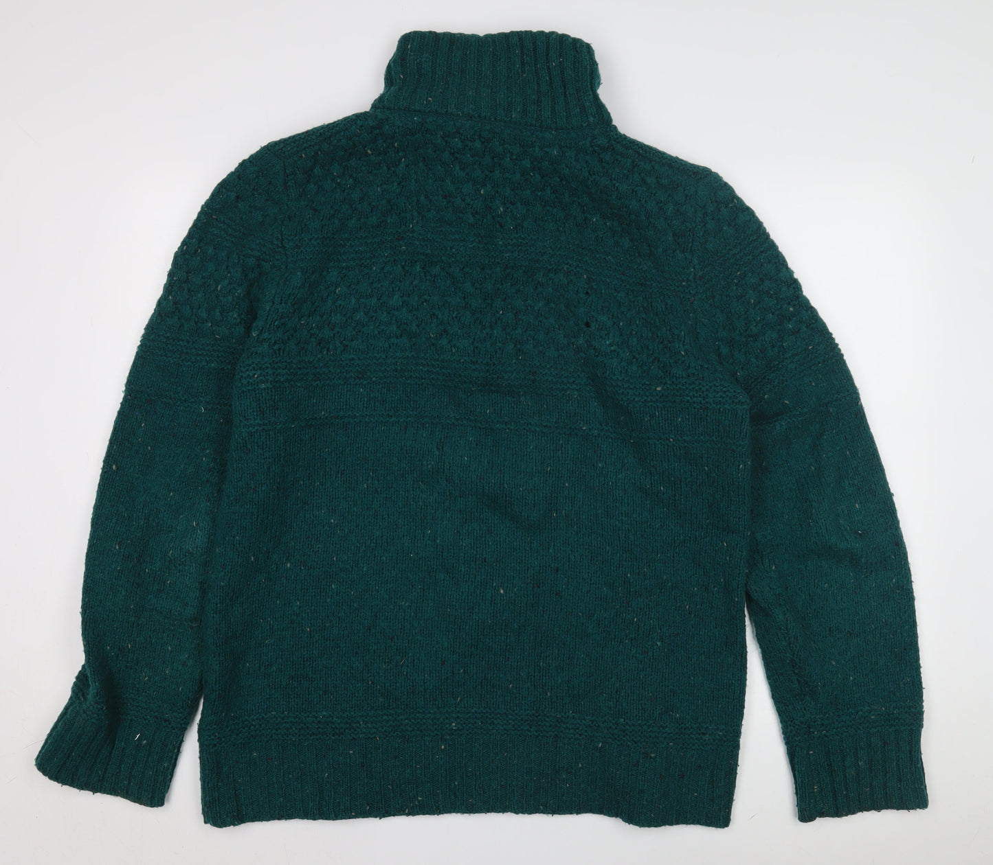 FatFace Men's Green Chunky-Knit Wool Zip Jumper L