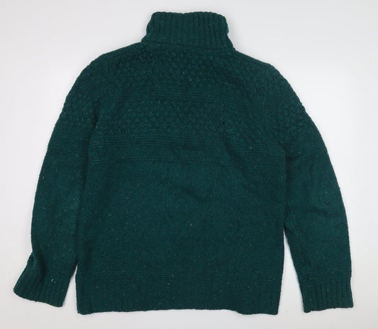 FatFace Men's Green Chunky-Knit Wool Zip Jumper L