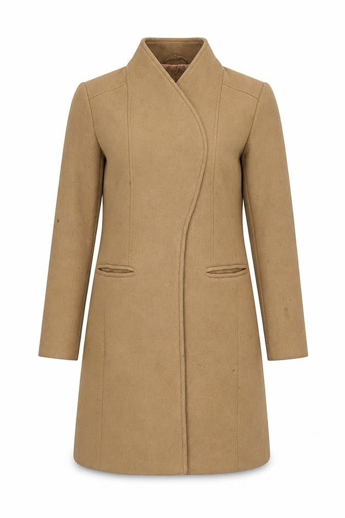 Monsoon Women’s Beige Wool Blend Coat Size 10 Warm & Stylish