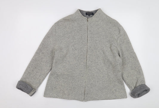 Aberdeen Women Grey Wool Knit Jacket Size 16 Casual