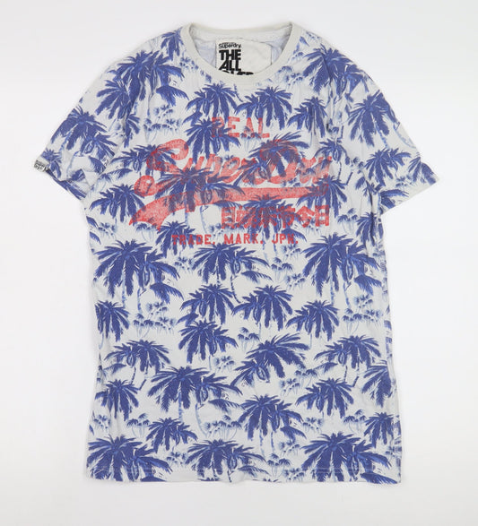 Superdry Men's Blue White Graphic T-Shirt Size S