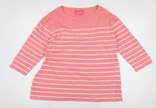 Charles Tyrwhitt Women's Pink Striped T-Shirt, Size 18