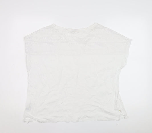 White Stuff Women's White Top, Size 18, Cotton Blend, Round Neck