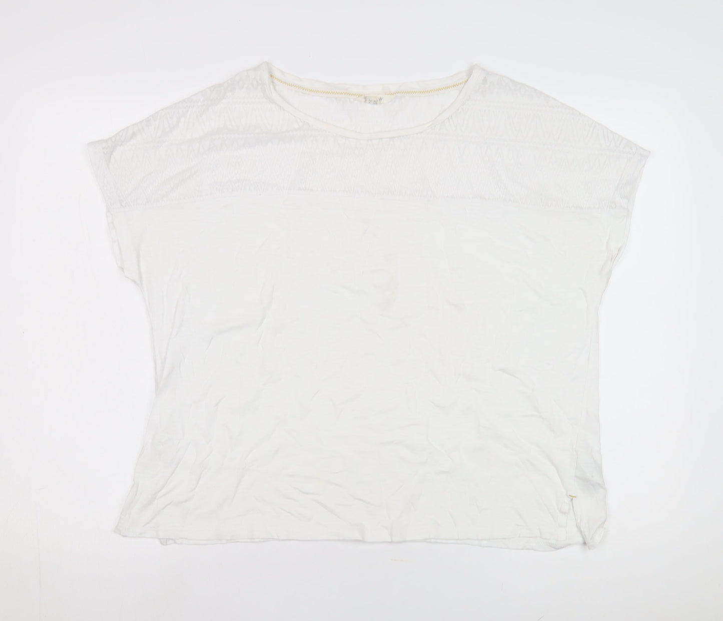 White Stuff Women's White Top, Size 18, Cotton Blend, Round Neck