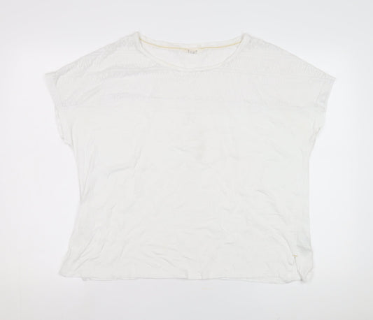 White Stuff Women's White Top, Size 18, Cotton Blend, Round Neck