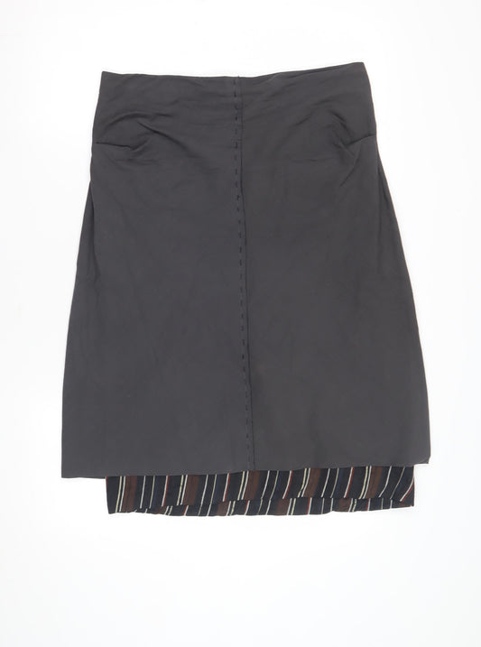 Hood Women's Black Cotton Pencil Skirt XS - Striped Casual