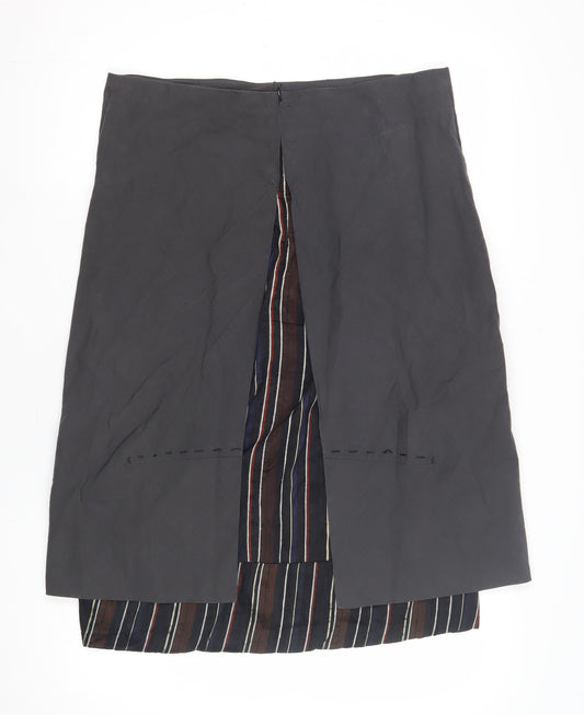 Hood Women's Black Cotton Pencil Skirt XS - Striped Casual