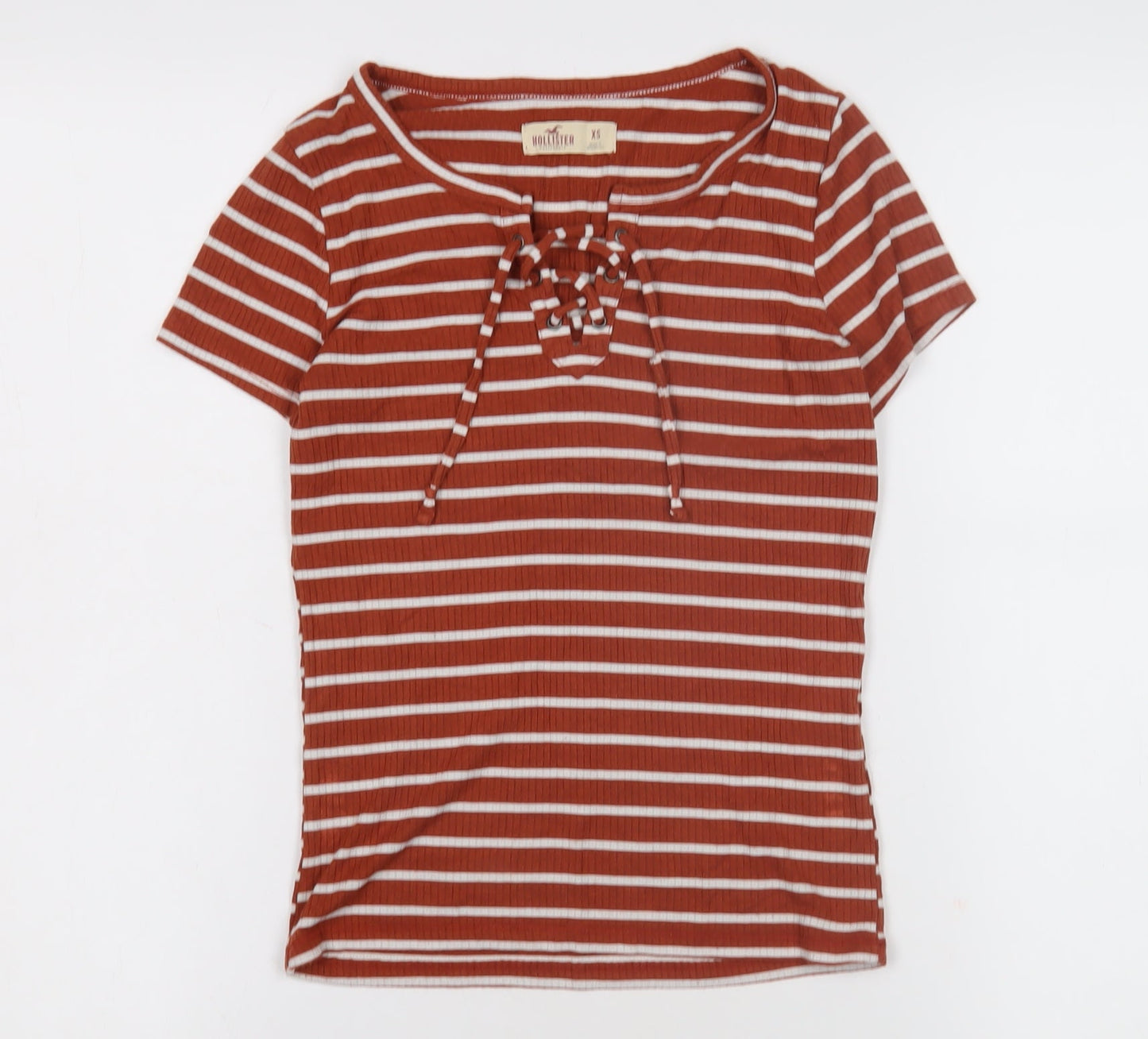 Hollister Women's Red Striped Ringer T-Shirt XS
