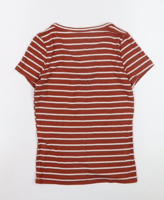 Hollister Women's Red Striped Ringer T-Shirt XS