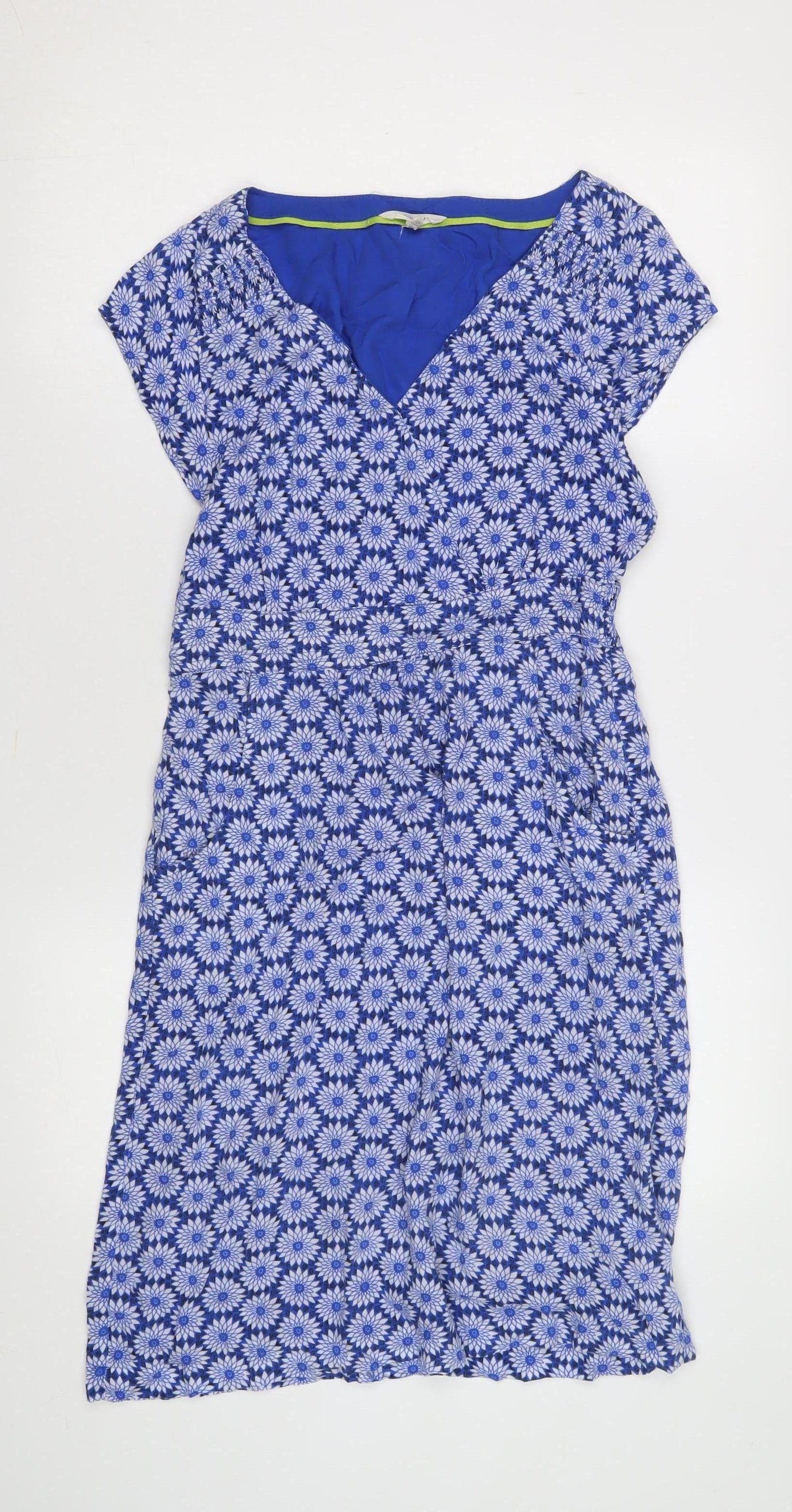 Weird Fish Women's Blue Floral Dress Size 10