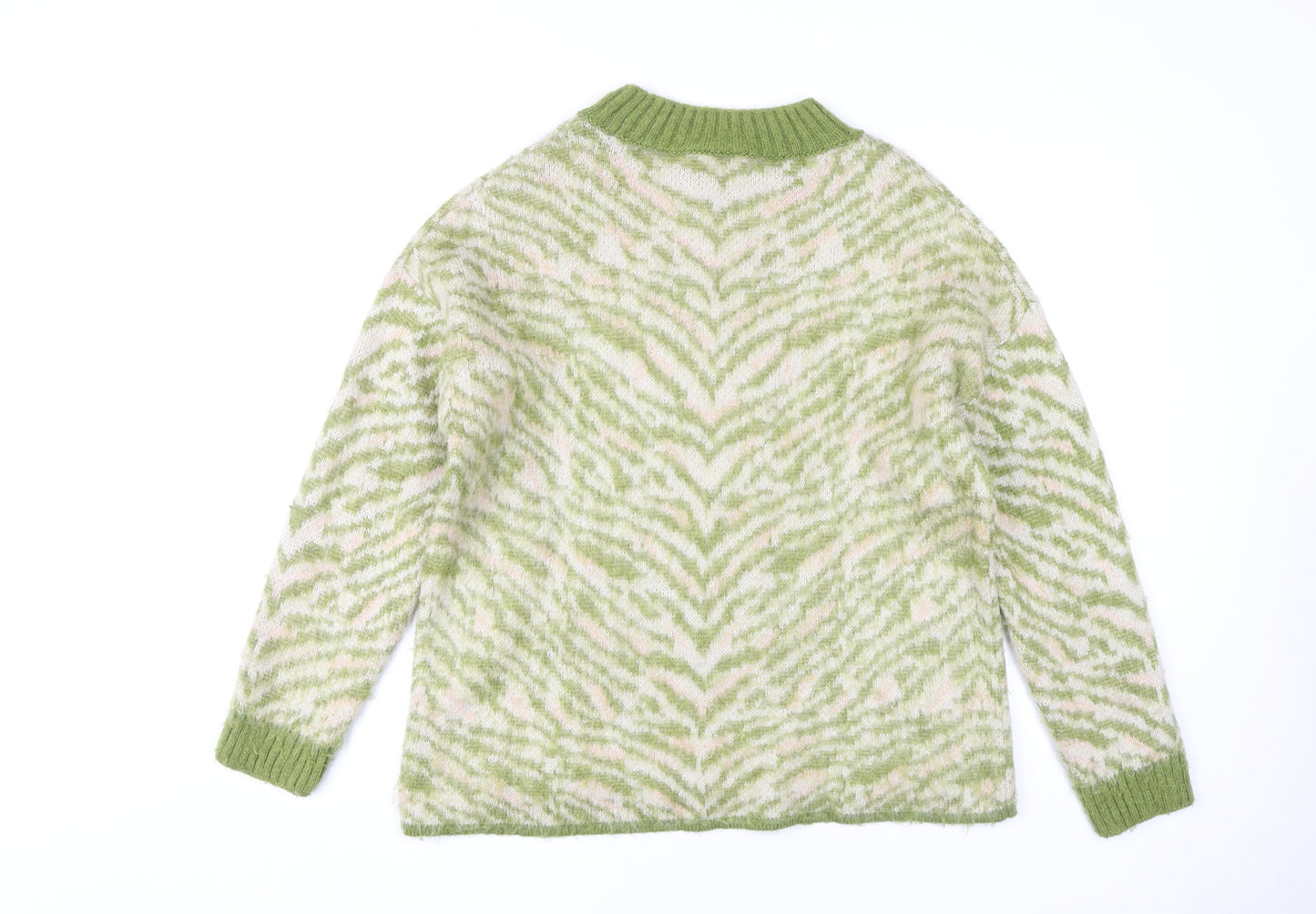 Topshop Women's Green Animal Print Jumper, Size S