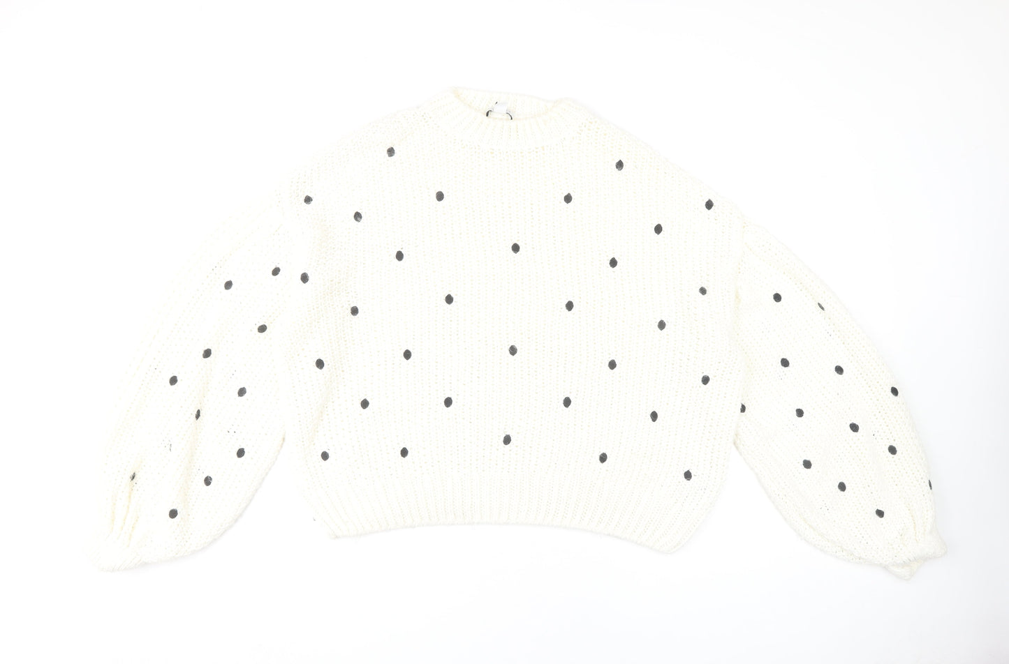 Topshop Women's White Polka Dot Jumper M