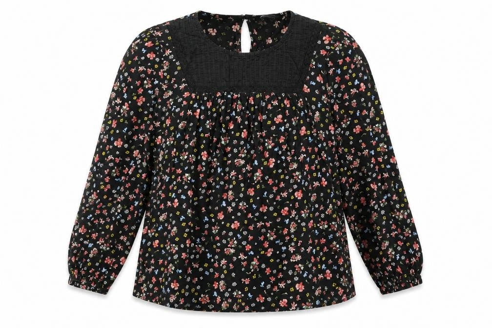 Marks and Spencer Women's Black Floral Blouse, Size 16